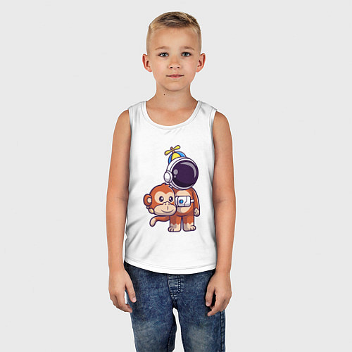 Детская майка Космонавт в костюме обезьяны / Белый – фото 5