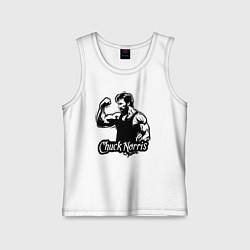 Майка детская хлопок Мускулистый Чак Норрис, цвет: белый