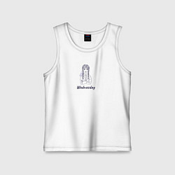 Майка детская хлопок Уэнсдей и вещь скетч, цвет: белый