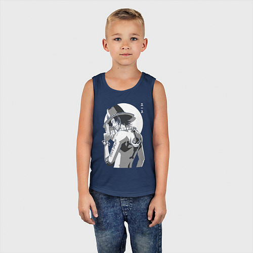 Детская майка One piece Луффи взрослый / Тёмно-синий – фото 5