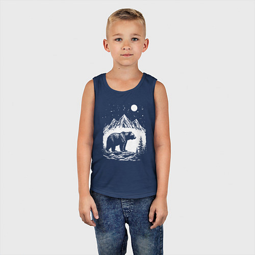 Детская майка Ночная симфония гор и медведя / Тёмно-синий – фото 5