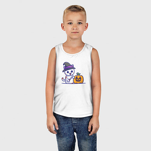 Детская майка Cat pumpkin / Белый – фото 5