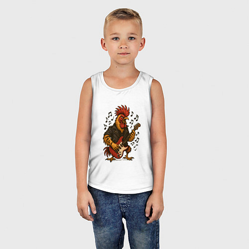 Детская майка Петух гитарист рокер / Белый – фото 5