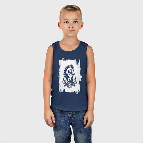 Детская майка Белый жеребец / Тёмно-синий – фото 5