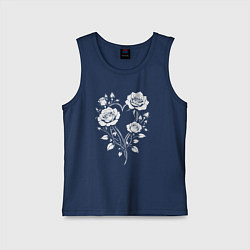 Майка детская хлопок Сердце из роз, цвет: тёмно-синий