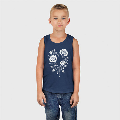 Детская майка Сердце из роз / Тёмно-синий – фото 5