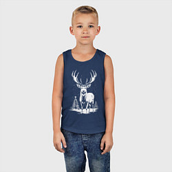 Майка детская хлопок Зимний олень, цвет: тёмно-синий — фото 2