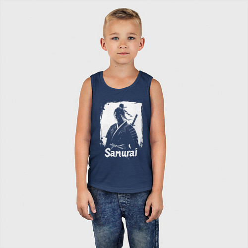 Детская майка Портрет самурая / Тёмно-синий – фото 5