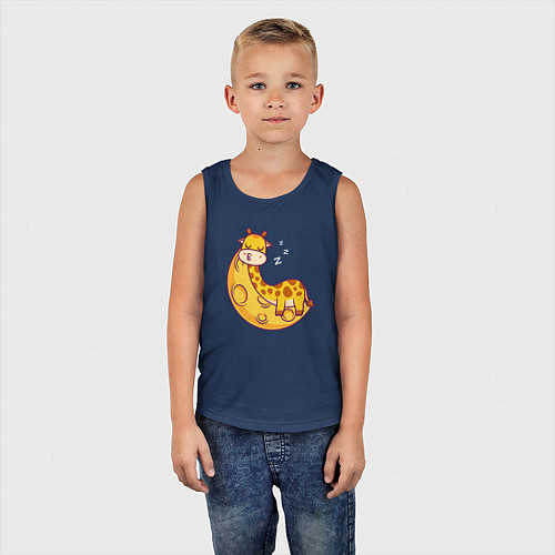 Детская майка Спящий жираф на луне / Тёмно-синий – фото 5