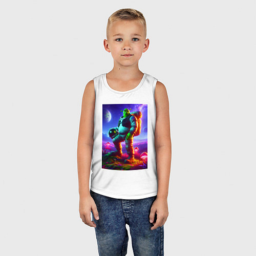 Детская майка Космонавт Шрек на похожей планете / Белый – фото 5