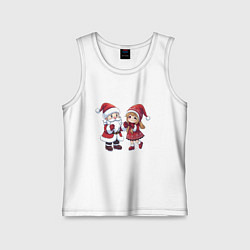 Детская майка Мультяшные Дед Мороз и Снегурочка держатся за руки