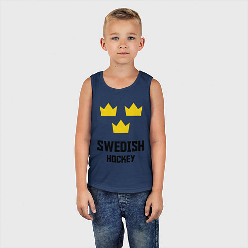 Детская майка Swedish Hockey / Тёмно-синий – фото 5