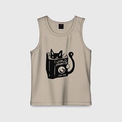 Майка детская хлопок Кот с книгой, цвет: миндальный