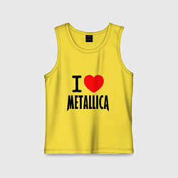 Майка детская хлопок I love Metallica, цвет: желтый