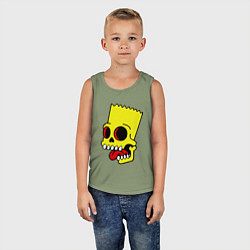 Майка детская хлопок Bart Skull, цвет: авокадо — фото 2