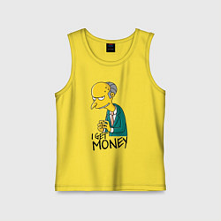 Майка детская хлопок Mr. Burns: I get money, цвет: желтый