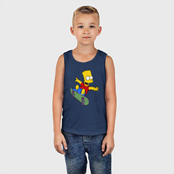 Майка детская хлопок Барт на скейте, цвет: тёмно-синий — фото 2