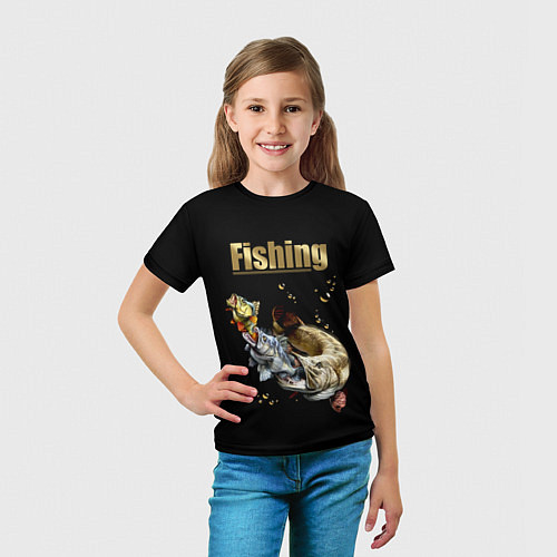 Детская футболка Gold Fishing / 3D-принт – фото 5