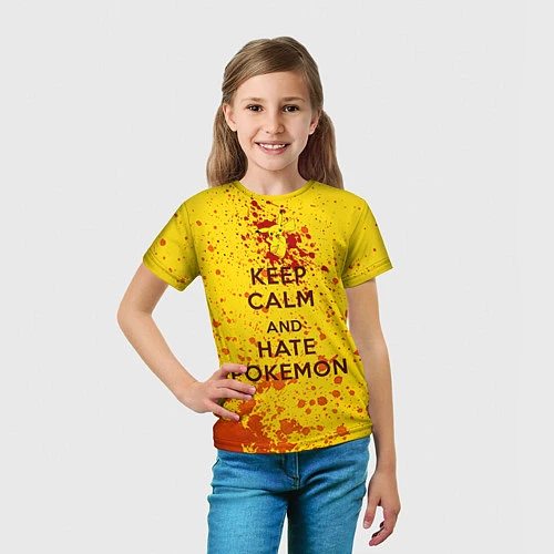 Детская футболка Keep Calm & Hate Pokemons / 3D-принт – фото 5