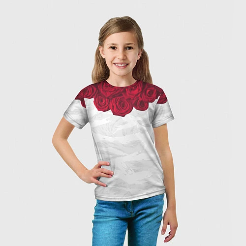 Детская футболка Roses White / 3D-принт – фото 5