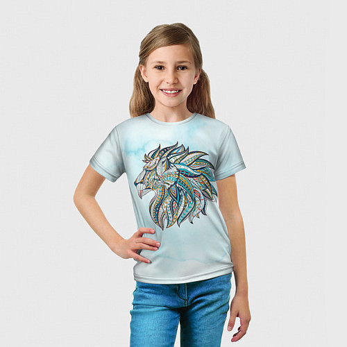 Детская футболка Расписная голова льва / 3D-принт – фото 5