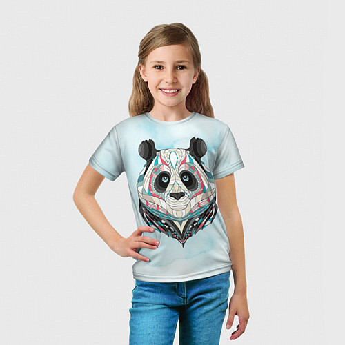 Детская футболка Расписная голова панды / 3D-принт – фото 5