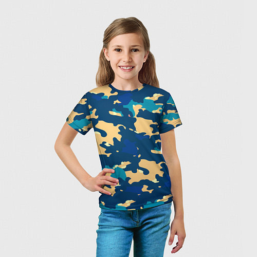Детская футболка Камуфляж: голубой/желтый / 3D-принт – фото 5