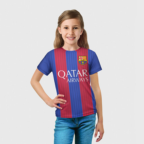 Детская футболка FCB Messi: Qatar Airways / 3D-принт – фото 5