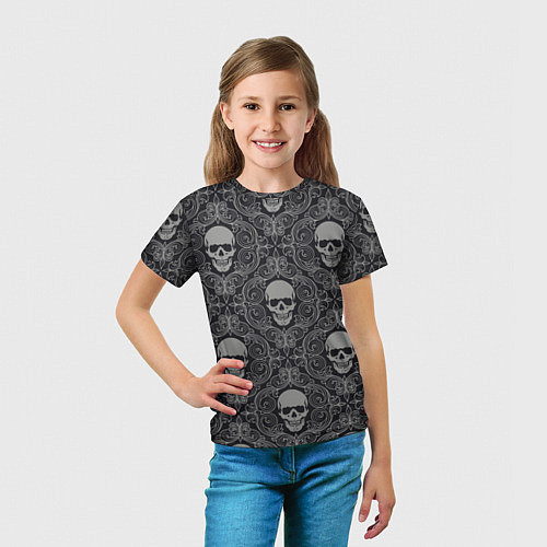 Детская футболка Ажурные черепа / 3D-принт – фото 5