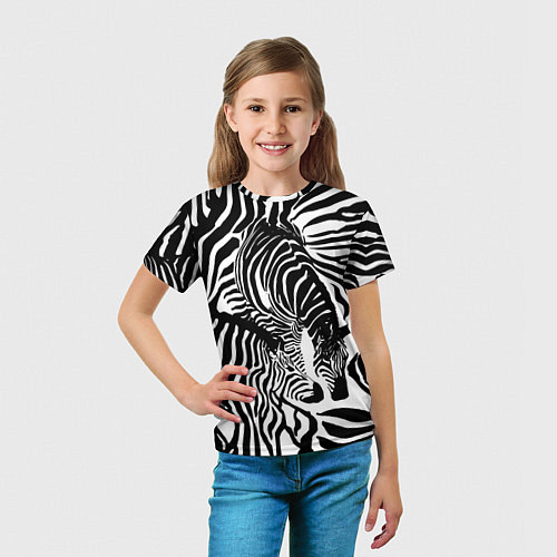 Детская футболка Полосатая зебра / 3D-принт – фото 5
