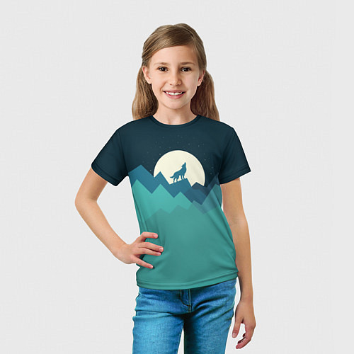 Детская футболка Воющий волк / 3D-принт – фото 5