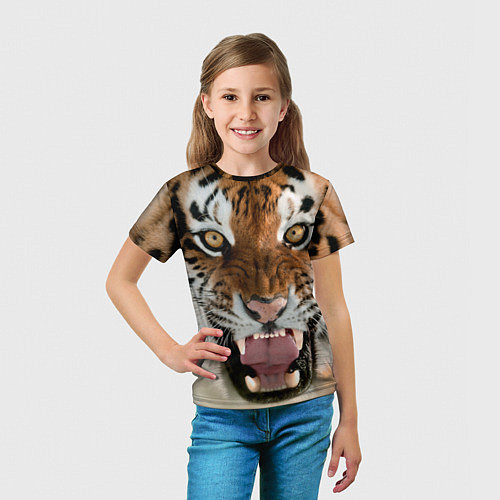 Детская футболка Свирепый тигр / 3D-принт – фото 5
