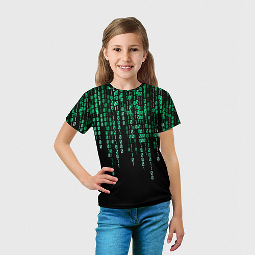 Детская футболка Цифровой поток из матрицы / 3D-принт – фото 5