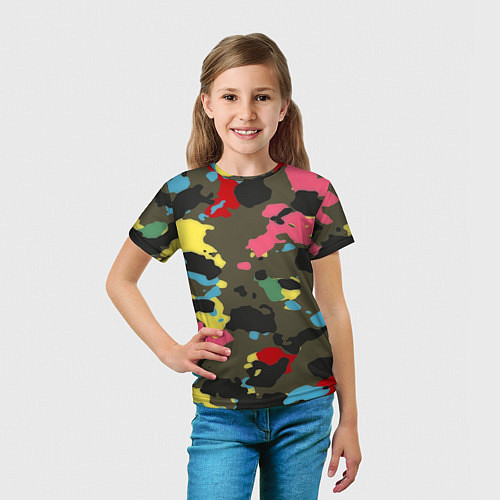 Детская футболка Цветной камуфляж / 3D-принт – фото 5