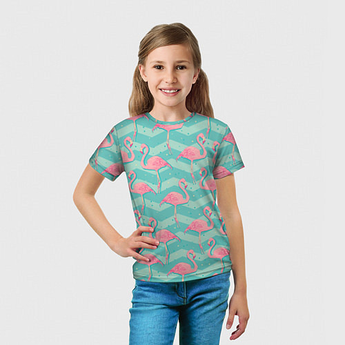 Детская футболка Flamingo Pattern / 3D-принт – фото 5