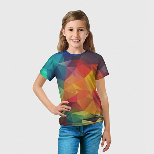 Детская футболка Цветные полигоны / 3D-принт – фото 5