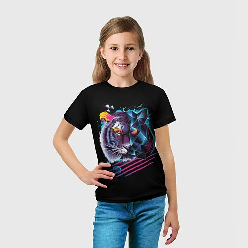 Детская футболка Ретро тигр / 3D-принт – фото 5