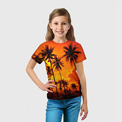 Футболка детская Таиланд - пальмы на закате, цвет: 3D-принт — фото 2