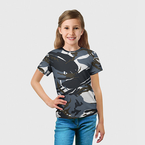 Детская футболка Камуфляж пятнистый: темно-синий/белый / 3D-принт – фото 5