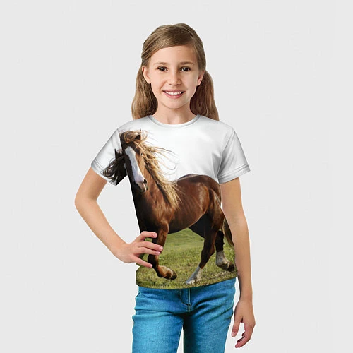 Детская футболка Бегущая лошадь / 3D-принт – фото 5