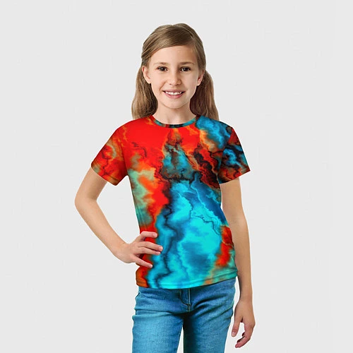 Детская футболка Неоновые разводы / 3D-принт – фото 5