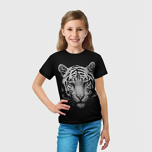 Детская футболка Серый тигр / 3D-принт – фото 5