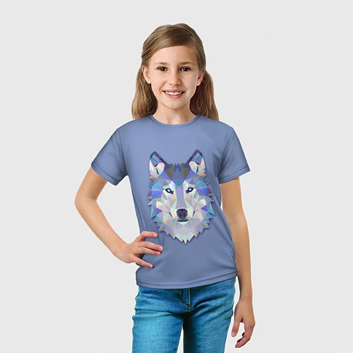 Детская футболка Геометрический волк / 3D-принт – фото 5