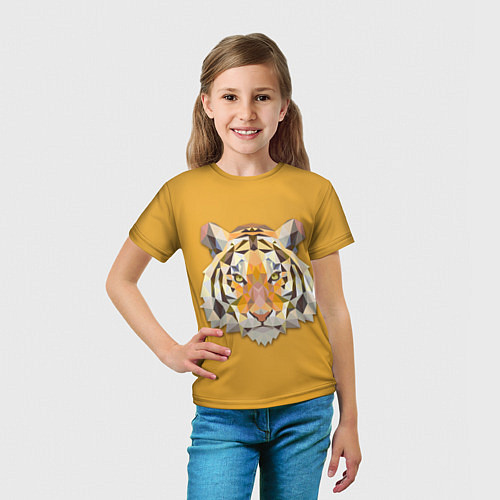 Детская футболка Геометрический тигр / 3D-принт – фото 5