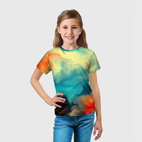 Детская футболка Разноцветная акварель / 3D-принт – фото 5
