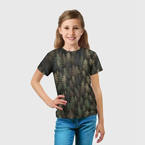 Детская футболка Лесной камуфляж / 3D-принт – фото 5