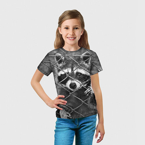 Детская футболка Енот за решеткой / 3D-принт – фото 5