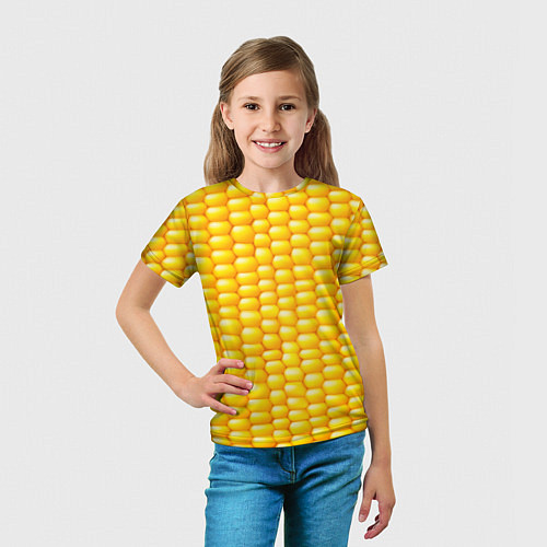 Детская футболка Сладкая вареная кукуруза / 3D-принт – фото 5