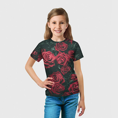 Детская футболка Бархатные розы / 3D-принт – фото 5