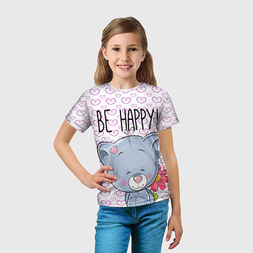 Детская футболка Cat: Be Happy / 3D-принт – фото 5